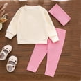 thumbnail image 4 of YMNXA Kids Girls Outfits Long Sleeve Round Neck Letter Embroidery Top And Pants Comfortable Fashion Sets For Casual Daily Wear,Pink,9-12 Months, 4 of 9