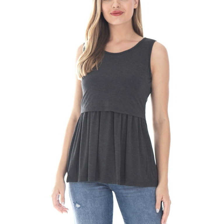 Breastfeeding Nursing Solid Modal Sleeveless Maternity Breastfeeding Nursing Solid Modal Sleeveless Maternity