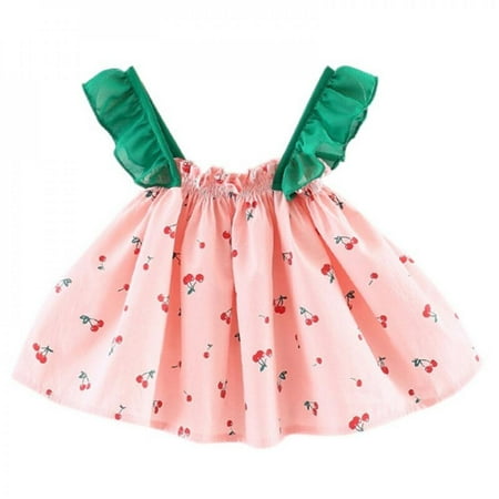 

Clearance!Toddler Tutu Dress Infant Sleeveless Cherry Print Vest Skirt Baby Cute Romper for Girl Ruffle Skirt
