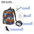 thumbnail image 3 of Disketp colorful plaid Dinosaur print Canvas Backpack Lightweight Travel Daypack Student Rucksack Laptop Backpack-Small, 3 of 5