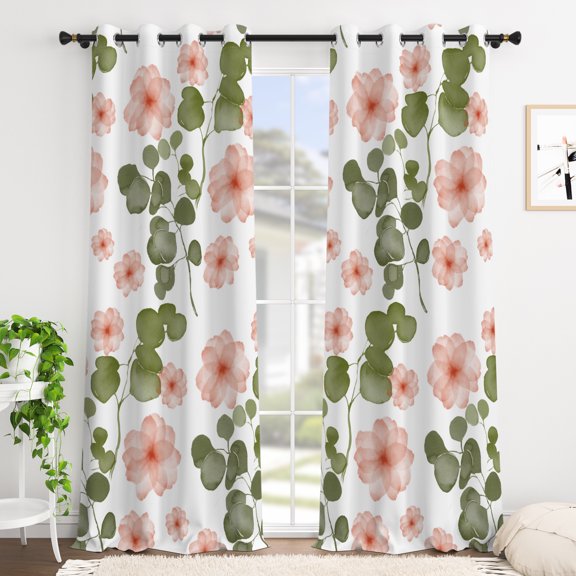 Tchckioa Flower Botanical Blackout Curtains,Privacy Protection Grommet Drapes for Bedroom,42x63 Inch,2 Panels