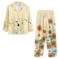 thumbnail image 3 of Kuiaobaty Sunflower Flower Print Womens Pajamas Set Music Note Long Sleeve Sleepwear Button Down Pj Sets Comfy Soft Loungewear, S, 3 of 7