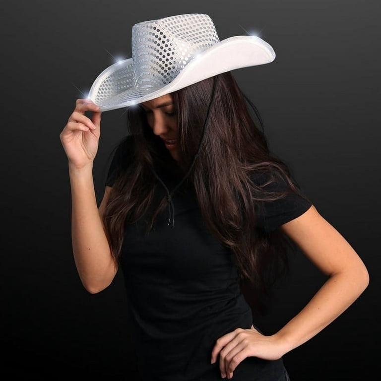 5219 Light Up Cowboy Hat, Disco Cowgirl Headwear, Holographic Holographic LED Cowgirl Cowboy Hat - Brides and Baches main image 4