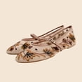 thumbnail image 2 of Gpaecead Women's Embroidered Mesh Mary Jane Flats Breathable Adjustable Buckle French Vintage Shoes For Summer, Beige, 2 of 7