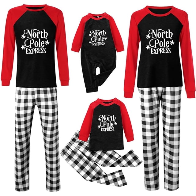 KASAAS Pijamas de Navidad para la familia Pjs conjuntos a juego para mujeres hombres divertidos trajes de Navidad para parejas