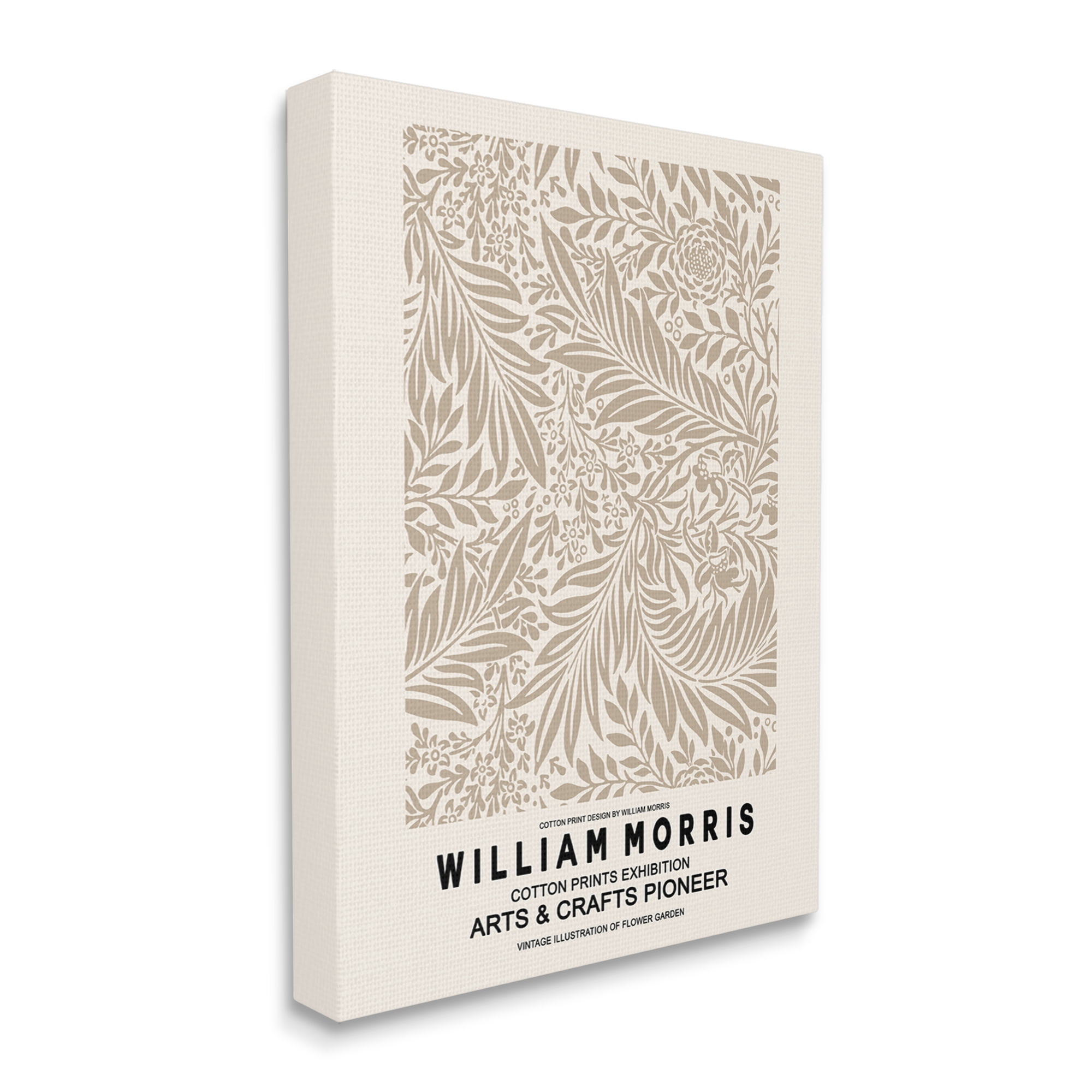 Stupell Industries Detailed Beige Botanical Leaves William Morris Text Canvas Wall Art, 36 x 48, Design by Ros Ruseva