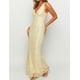 thumbnail image 3 of Vestido largo Realtix Elegante de encaje floral con cuello en V sin espalda, amarillo, 3 of 6