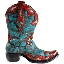 Urbalabs Western Cowboy Cowgirl Boot Vase 9.5 Inch Teal and Red Cowboy Flower Vase Decorative Cowboy Boots Vases Home Office Rustic Decor Country Living Wedding Centerpiece