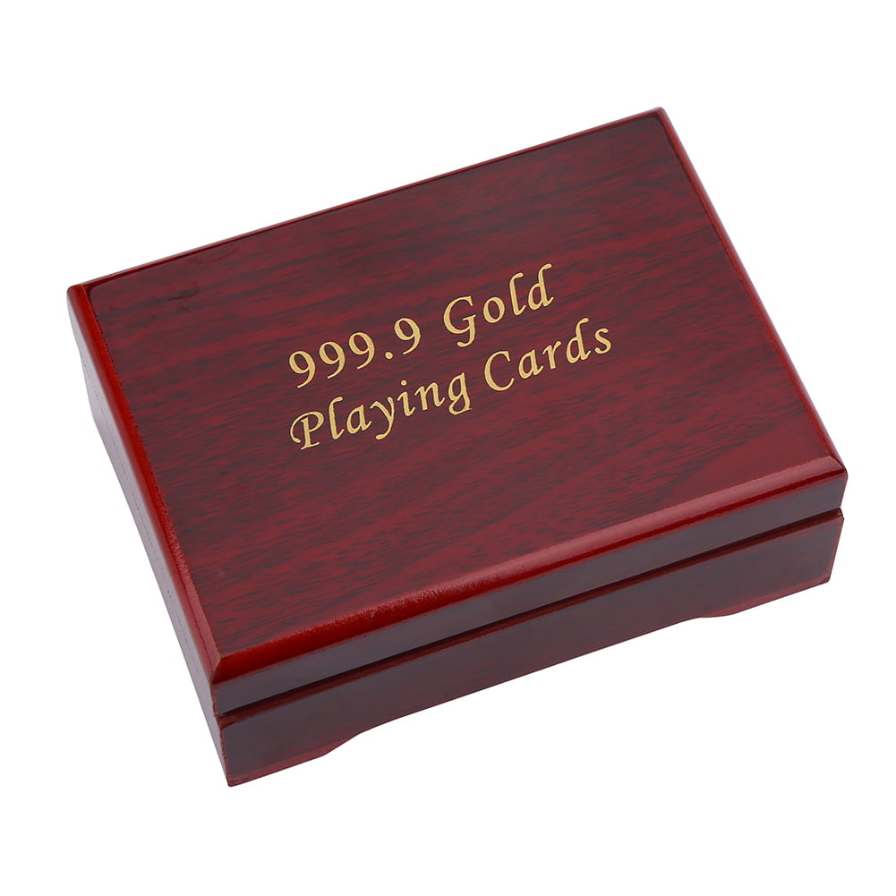 Luxury Poker Cards Fake Gold Foil Playing Cards Poker Cards Check & Wood Box 