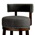 thumbnail image 3 of Benzara Swivel Barstool with Curved Open Low Back, Set of 2, Gray and Brown-Color:Dark Oak, 3 of 5