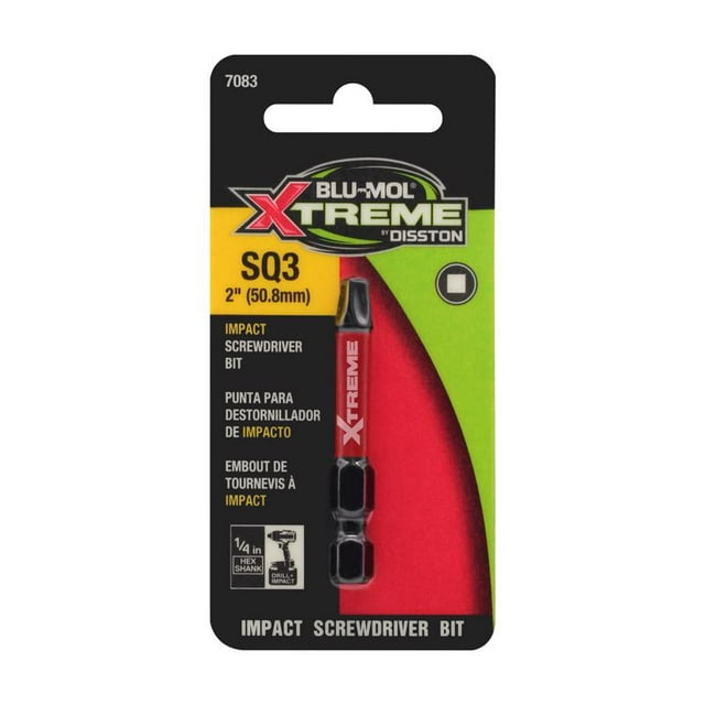 Punta de destornillador Blu-Mol Xtreme Square, 3 cm, S2, acero para herramientas, 2 unidades