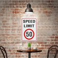 thumbnail image 5 of Speed Limit 50Km Sign Signs Outdoor, Uv Printed Aluminum 12 X 8 In, Weatherproof And Security Signs For Home Or Business, 5 of 6