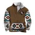 thumbnail image 2 of Sudadera sin capucha para hombre, informal, a la moda, con cuello alto, estampado, cremallera, jersey de manga larga, blusa de poliéster para hombre, 2 of 4