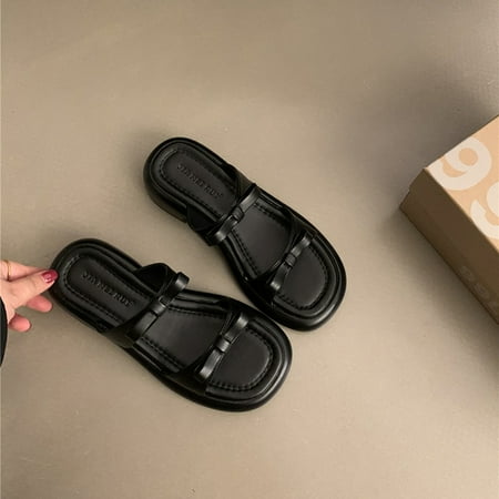 

2024 New Summer Woman Slippers Fashion Open Toe Low Heel Silvery Ladies Comfort Beach Shoes Zapatillas De Mujer