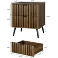 thumbnail image 2 of Semiocthome Modern Nightstand with 2 Drawers, Bedside Table with Fluted Drawers, Bedroom, Walnut, 2 of 7