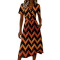 thumbnail image 6 of Womens Halloween Dress Ghost V Neck Pumpkin Fall Wrap Dress Witch Hat Short Sleeve Cute Wedding Guest Dresses 3XL, 6 of 8