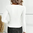 thumbnail image 4 of Zedker Casual Women's V-Neck Long Sleeve Asymmetric Knitted Sweaters with Fashion Irregular Interweaving, Comfy Slimmer Pullover Tops,White,S, 4 of 4