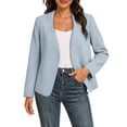 thumbnail image 2 of thefmos Women Plus Size Fall Winter Blazer Open Front Casual Business Work Jacket Solid Basic Blazer Suit Dressy Office Outwear Fashion Clothes, Light Blue 3XL, 2 of 9