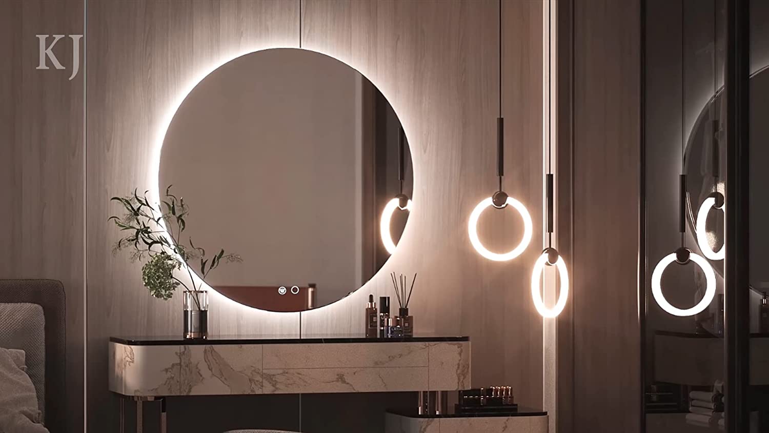 Keonjinn LED Backlit Mirror 24 inch Round Bathroom Mirror with Lights Large  Circle Lighted Mirror Anti-Fog Wall Mounted Round Vanity Mirror Dimmable  Illuminated Makeup Mirror, CRI 90+