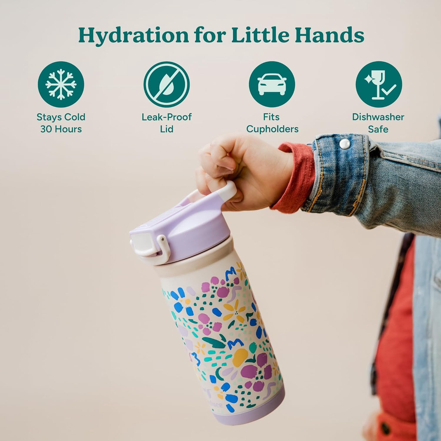 Reduce Hydrate Pro Kids 14oz Stainless Steel Insulated Water Bottle w/Straw – Spill Proof Tumbler for Kids – 30 Hour Cold Retention – Dishwasher Safe Leak-Proof Design - Mermaid Purple