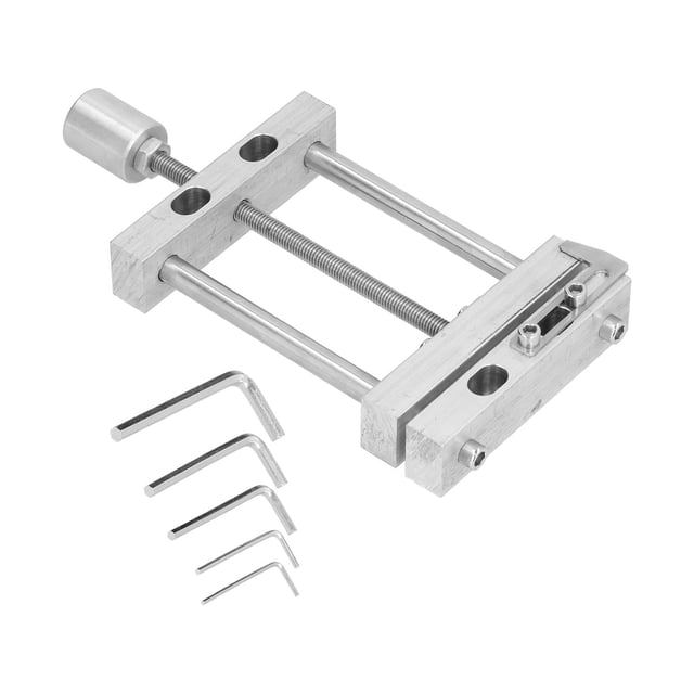 Mini tornillo de banco plano con abrazadera para mesa de metal, herramienta de taladro de columna con llave hexagonal para carpintería