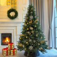 thumbnail image 3 of 5 FT Artificial Christmas Tree with 1020 PE&PVC Mixed Branch Tips, Unlit Hinged Premium Spruce Fake Xmas Trees, Green, Foldable Base, 3 of 8