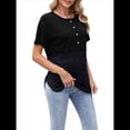 thumbnail image 3 of Blusas de Corta con Cuello Redondo y Botones para Mujer, y Verano 2025 Negro S, 3 of 10