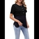 thumbnail image 3 of Blusas de Corta con Cuello Redondo y Botones para Mujer, y Verano 2025 Negro XXL, 3 of 10