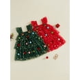 thumbnail image 3 of RUINIXCW Toddler Baby Girl Christmas Tree Dress Outfit Kids Girl Flying Sleeve Poms Decor Shinny Star Tutu Tulle Dress Little Girls Summer Fall Cake Smash Party Dress, 3 of 9