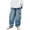 Blue, variant on Generic Boys Cargo Jeans Kids Baggy Elastic Waist Wide Leg Denim Pants with Multi Pockets Streetwear Style Loose Washed Bottom Pants