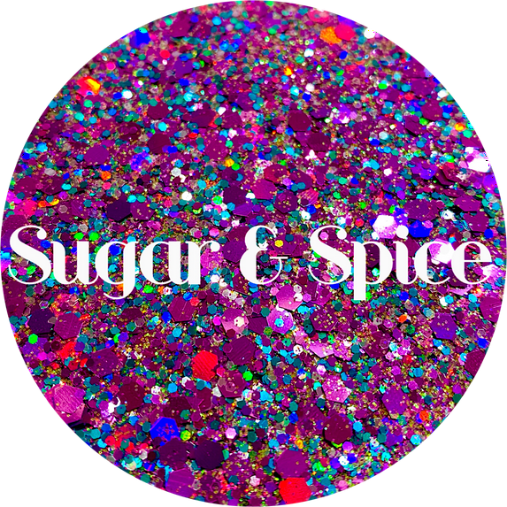 Glitter Heart Co. Glitter - High Quality Polyester Glitter - Pink, Purple, Teal Mix - Sugar & Spice - 1 oz Bag