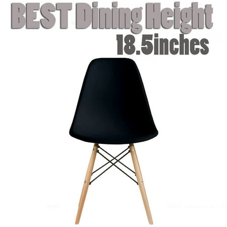 Natural Wood Kitchen Chairs 2xhome Black Mid Country Modern Molded Shell Designer Assemble Plastic Chair Side No Arms Wheels Armless Chairs Natural Wood Wooden Eiffel for Dining Room Bedroom Kitchen Accent Office DSW ()