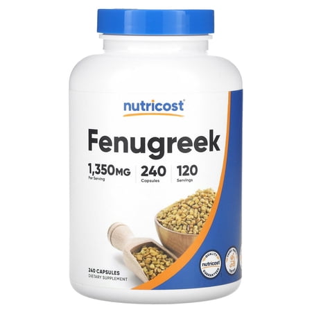 Nutricost Fenugreek Seed 1350mg  240 Capsules  120 Servings - Gluten Free & Non-GMO Supplement