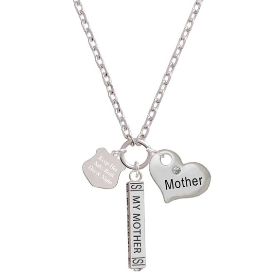 Delight Jewelry Stainless Steel Keep Her Safe Police Badge - Always My Mother Bar Zoe Necklace