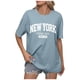 thumbnail image 1 of Camiseta informal de manga corta con hombros descubiertos y estampado de letras en inglés para mujer., 1 of 4