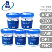 Mintegrity [5pk] - 6-Panel T-Cup Instant Urine Drug Test - Amphetamine (AMP), Oxazepam (BZO), Cocaine (COC), Meth/Methamphetamine (mAMP/MET), Opiates (OPI), Marijuana/Cannabinoids (THC) #MI-TDOA-264