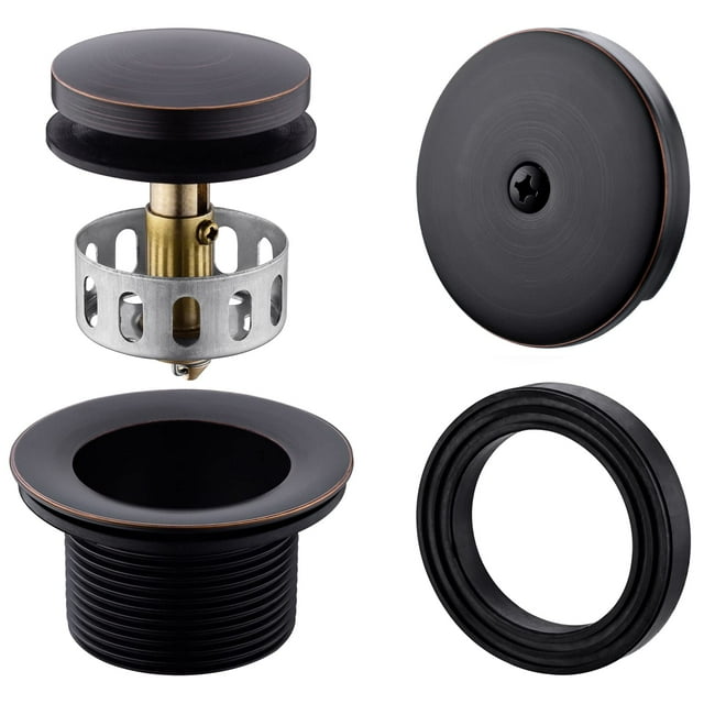 Brass TipToe Tub Drain Kit with Basket Strainer and One Hole Overflow Faceplate, Oil Rubbed
