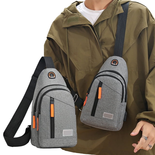 Bandolera de hombre Bolsa multifuncional multifuncional estanca para el pecho Mochila de hombro ligera para deportes al aire libre Bolsa mensajera 12,2"x6,7"x2,4" Negro azul gris duradero