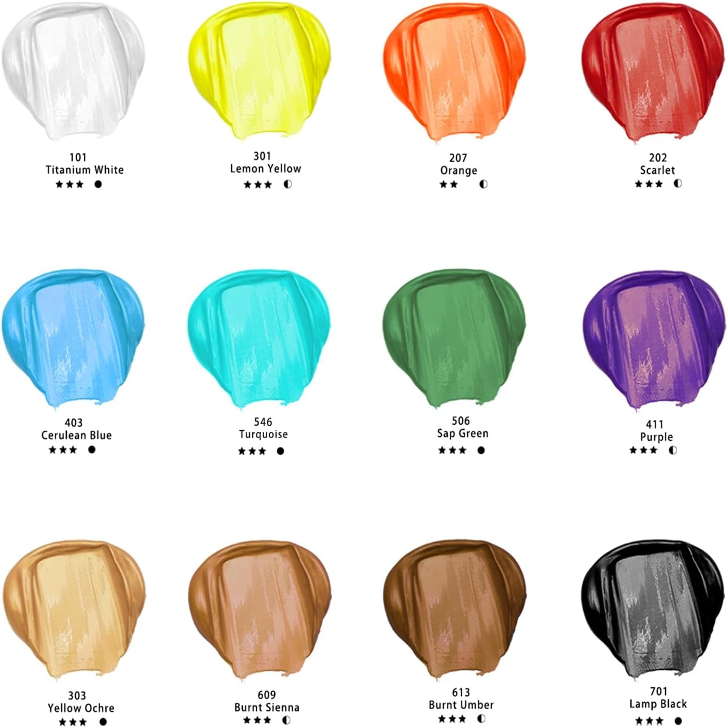 12 Colors Large Bulk Acrylic Paint Set (500ml/17oz) Bottles, Art Craft Paint for Art Supplies, Canvas, Rocks, Wood, Fabric, Ceramic, Non Toxic for Artists and Adults