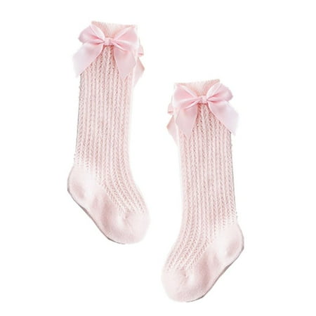 

ZUARFY Cute Bowknot Baby Socks Cotton Bows Baby Girls Knee Socks Spring Summer Mesh Kids Infant Toddler Knee High Socks 0-2Y