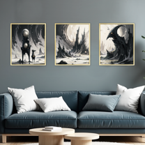 MAYEERTY Modern Abstract Wall Art Painting, Living Room Decor, Glod Aluminum Alloy Frame, 7.87"x9.84"