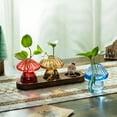 thumbnail image 5 of Glasseam Mushroom Glass Plant Propagation Station Set of 3: Unique Hydroponic Planter with Wood Stand, Cute Terrarium Jars for Indoor Plants, Perfect Home or Office Decor for Plant Lovers, 5 of 9