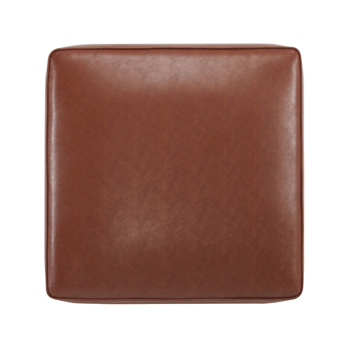 Upholstered Square PU Leather Ottoman, Brown