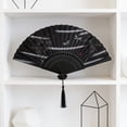 thumbnail image 5 of EDhome Portable Silk Cloth Folding Fan, Sturdy Bamboo Frame Antique Style Fan with Tassel, Unique Gifts Decorative Hand Fan for Stage Wedding Home Use, D, 5 of 6