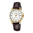 thumbnail image 1 of Reloj Casio De Dama Modelo Ltp-v004 Piel Café Caja Dorada, 1 of 2