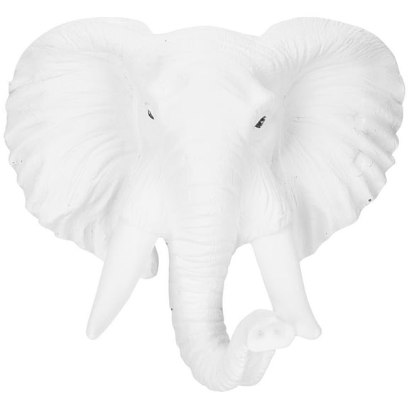 OUNONA White Artificial Elephant Head Wall Decor Resin Sculpture for Indoor Home Decoration
