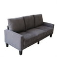 thumbnail image 4 of Living Room Sofa with Storage, 75 Inch Futon Sofa with Upholstery Seat and Backrest, Modern 3-Seater Sofa Couch with Armrest and Wood Legs for Home Office, Easy Assembly, Dark Gray, 4 of 7