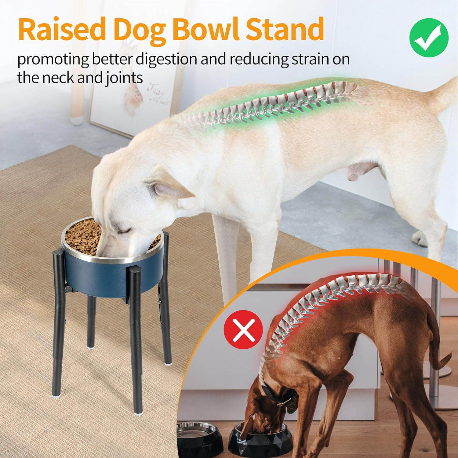 Dog Bowl Stand,Adjustable Tall Dog Food and Water Bowl Stand 8-12" Width 4 Heights,Durable Metal Elevated Dogs Bowl Holder for Medium and Large Dogs (Does not include the bowl)