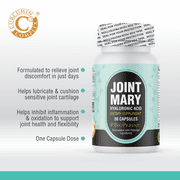 Joint Mary Hyaluronic Acid Supplement Advanced Joint Support with Hydrolyzed Collagen, Turmeric, Glucosamine, MSM, Vitamin C 30 Capsules