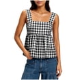 thumbnail image 3 of Feancey Women's Gingham Tank Top Bow Tie Back Casual Peplum Tank Tops Square Neck Sleeveless Babydoll Shirts 2026 Trendy Y2K Clothes Black L, 3 of 9
